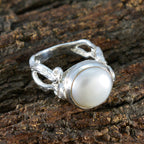 Pearl Solitaire Egyptian Sterling Silver White Gems Versatile Contemporary Ring Jewellery