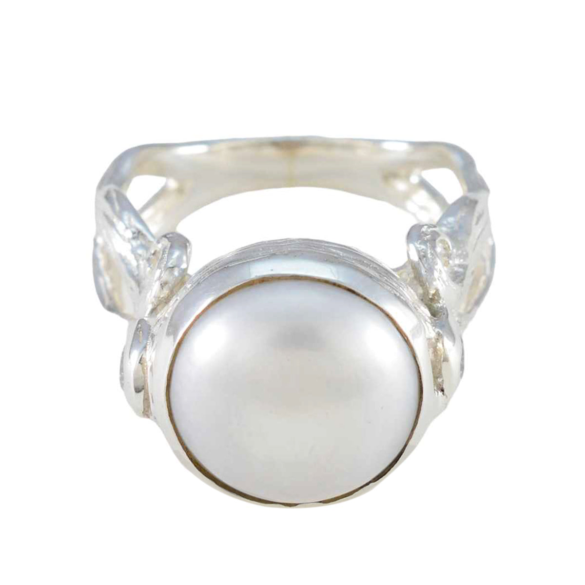 Pearl Solitaire Egyptian Sterling Silver White Gems Versatile Contemporary Ring Jewellery Image principale du produit