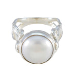 Pearl Solitaire Egyptian Sterling Silver White Gems Versatile Contemporary Ring Jewellery