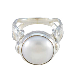 Pearl Solitaire Egyptian Sterling Silver White Gems Versatile Contemporary Ring Jewellery