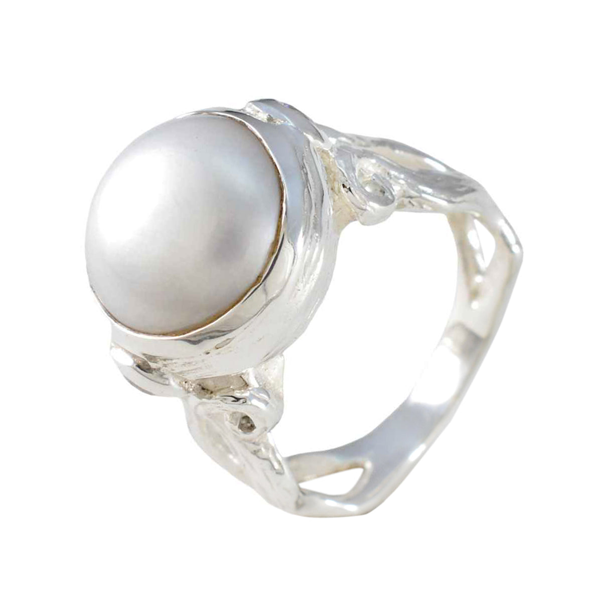 Pearl Solitaire Egyptian Sterling Silver White Gems Versatile Contemporary Ring Jewellery