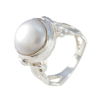 Pearl Solitaire Egyptian Sterling Silver White Gems Versatile Contemporary Ring Jewellery