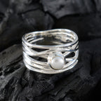 Pearl Solitaire Australian Sterling Silver White Gems Eye catching Rope Wire Band Jewelry