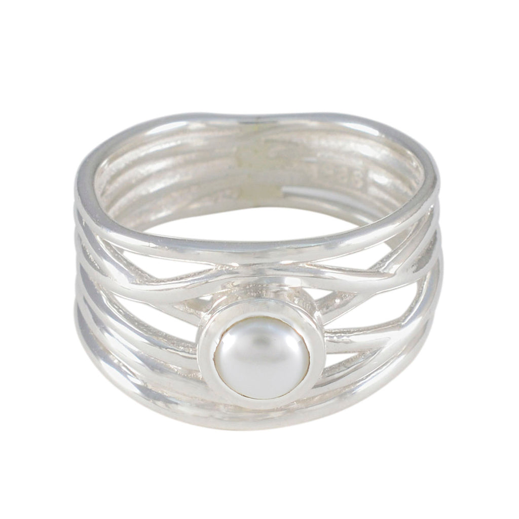 Pearl Solitaire Australian Sterling Silver White Gems Eye catching Rope Wire Band Jewelry