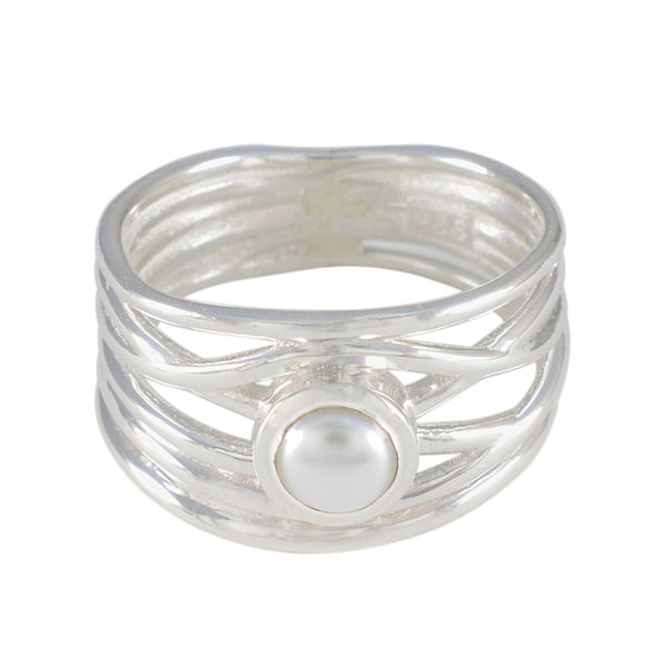 Pearl Solitaire Australian Sterling Silver White Gems Eye catching Rope Wire Band Jewelry