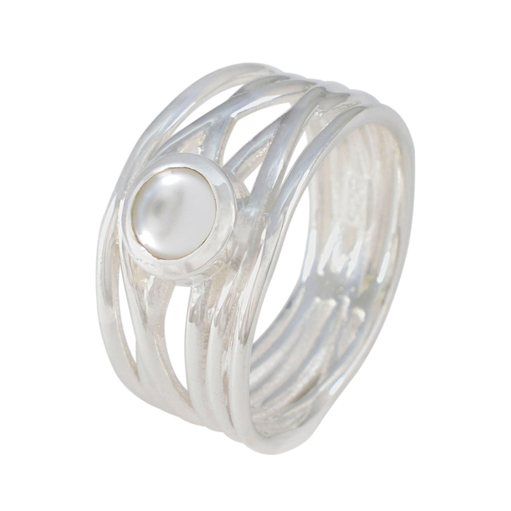Pearl Solitaire Australian Sterling Silver White Gems Eye catching Rope Wire Band Jewelry
