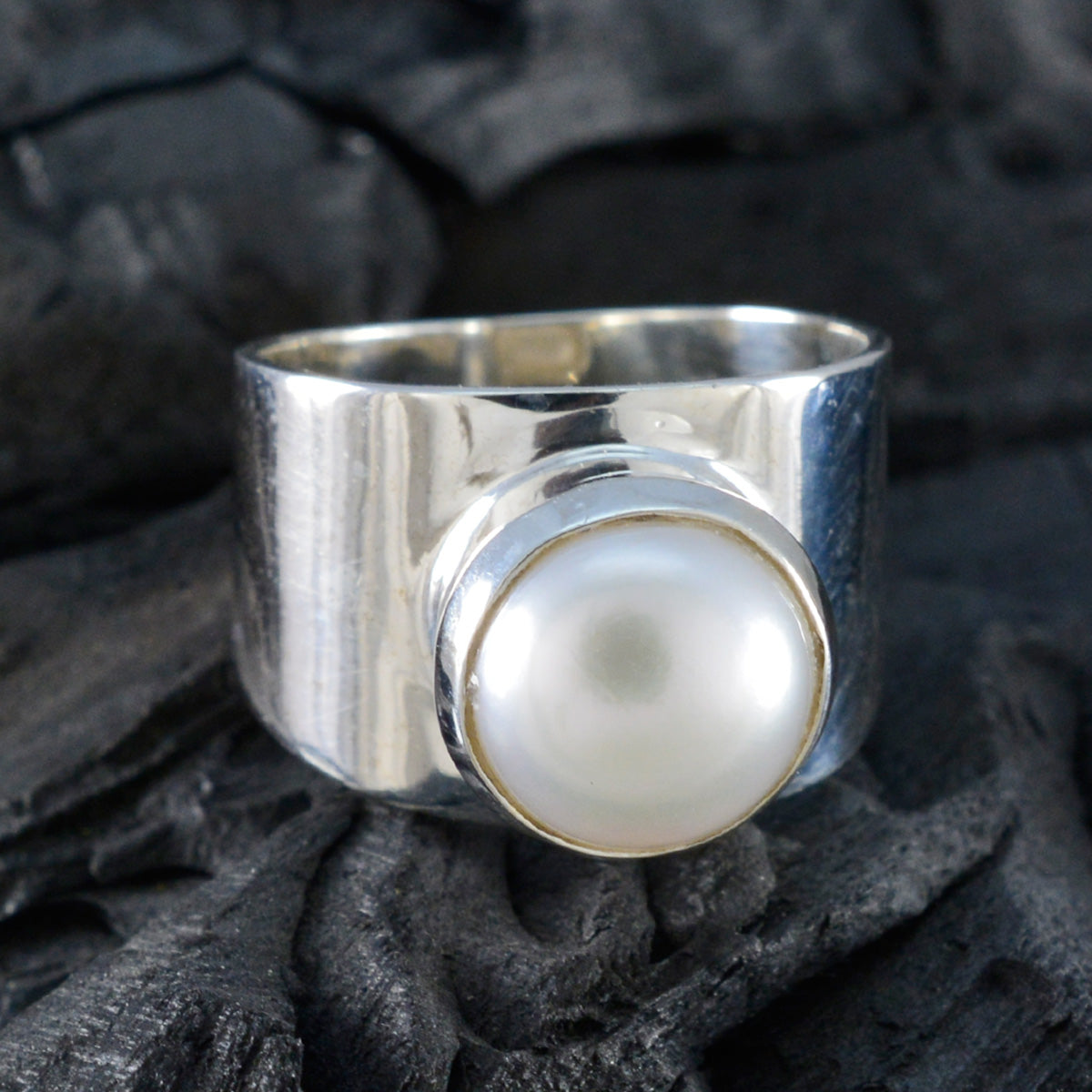 Pearl Solitaire African 925 Sterling Silver White Gemstones Essential  Abstract Ring Jewelry
