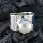 Pearl Solitaire African 925 Sterling Silver White Gemstones Essential  Abstract Ring Jewelry