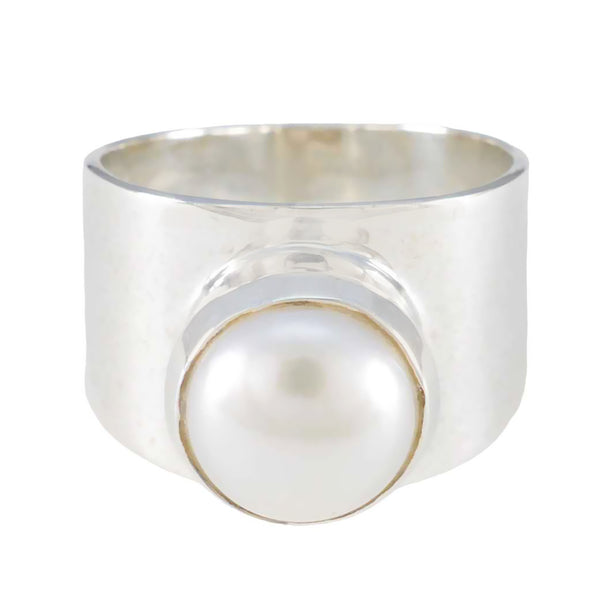 Pearl Solitaire African 925 Sterling Silver White Gemstones Essential  Abstract Ring Jewelry