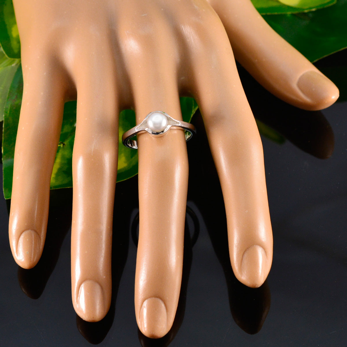 Pearl Solitaire Moroccan Sterling Silver White Gemstones Featherlight Abstract Ring Jewelry