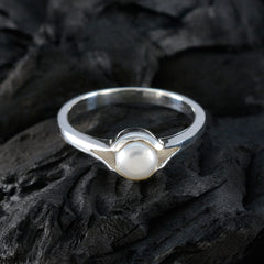 Pearl Solitaire Moroccan Sterling Silver White Gemstones Featherlight Abstract Ring Jewelry