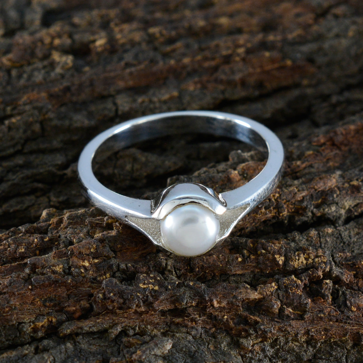 Pearl Solitaire Moroccan Sterling Silver White Gemstones Featherlight Abstract Ring Jewelry