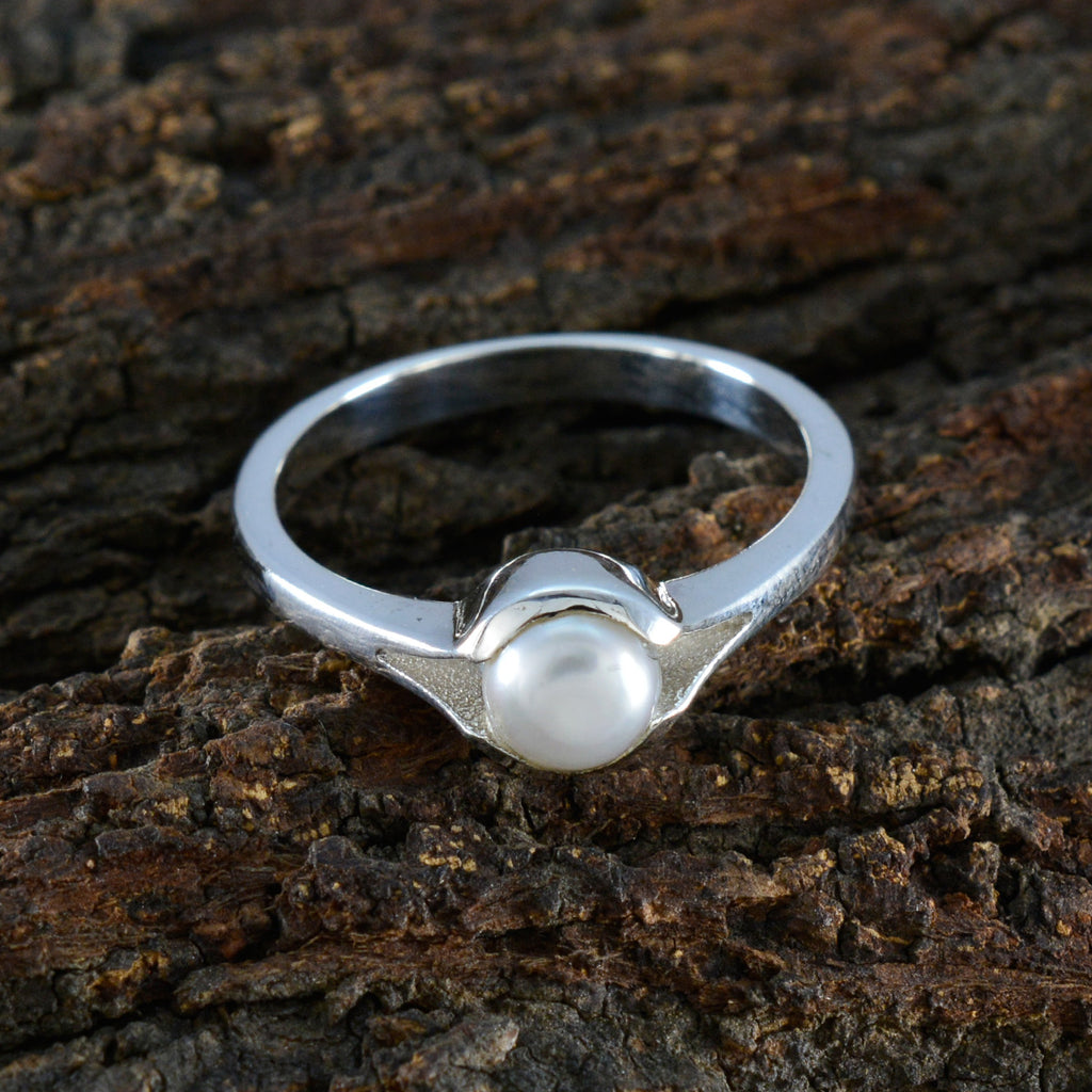 Pearl Solitaire Moroccan Sterling Silver White Gemstones Featherlight Abstract Ring Jewelry