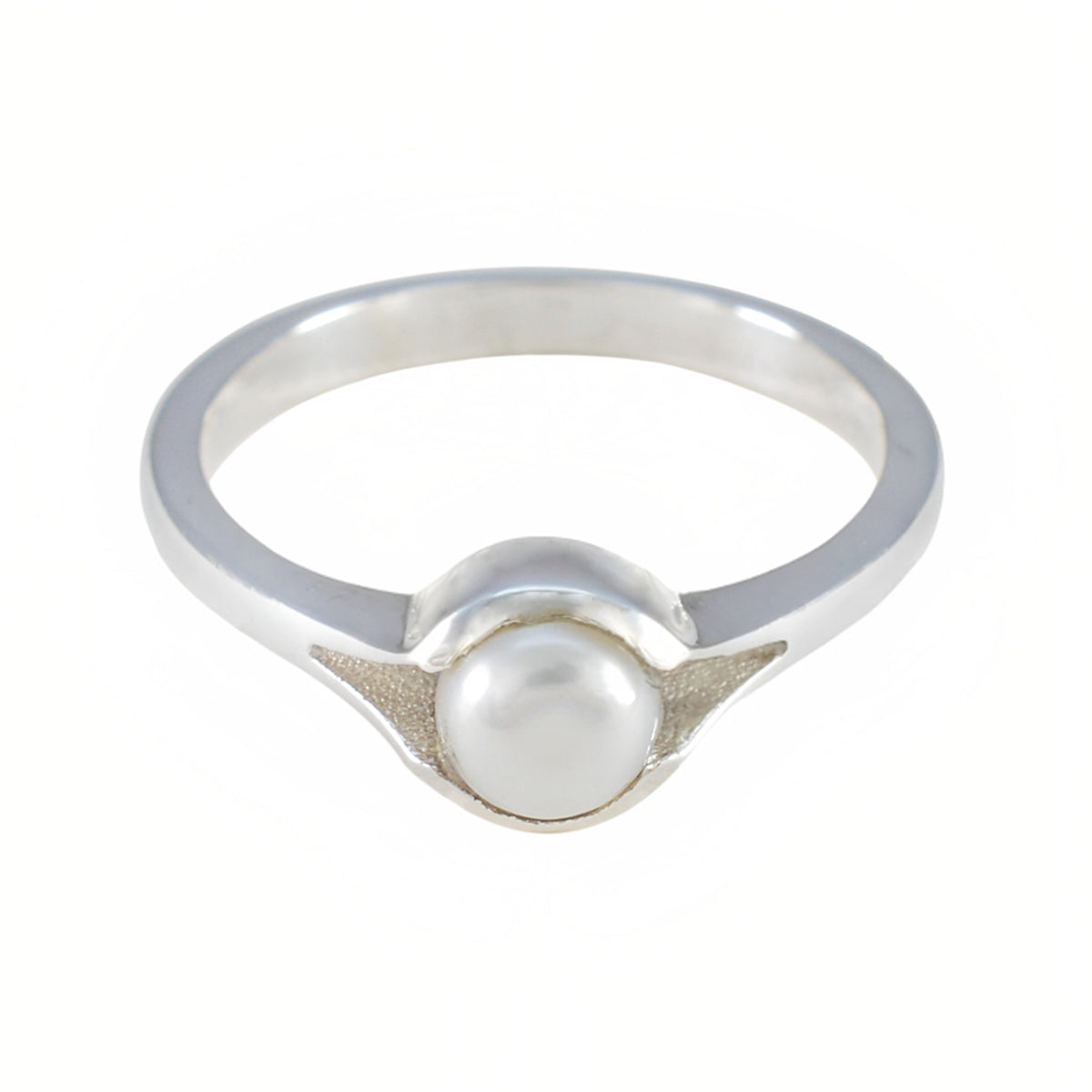 Pearl Solitaire Moroccan Sterling Silver White Gemstones Featherlight Abstract Ring Jewelry Image principale du produit