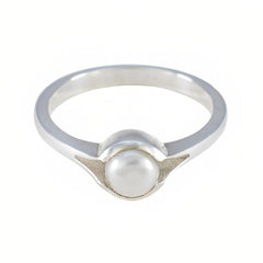 Pearl Solitaire Moroccan Sterling Silver White Gemstones Featherlight Abstract Ring Jewelry