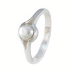 Pearl Solitaire Moroccan Sterling Silver White Gemstones Featherlight Abstract Ring Jewelry