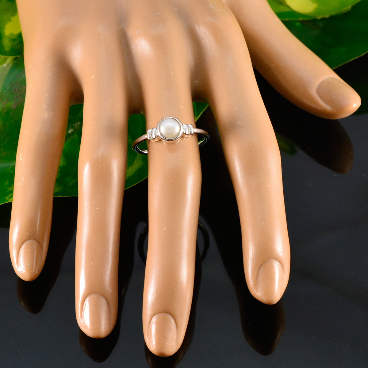 Pearl Solitaire American Sterling Silver White Gemstone Dainty Sophisticated Ring Jewelry