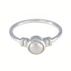 Pearl Solitaire American Sterling Silver White Gemstone Dainty Sophisticated Ring Jewelry
