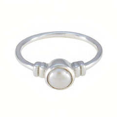 Pearl Solitaire American Sterling Silver White Gemstone Dainty Sophisticated Ring Jewelry