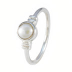 Pearl Solitaire American Sterling Silver White Gemstone Dainty Sophisticated Ring Jewelry