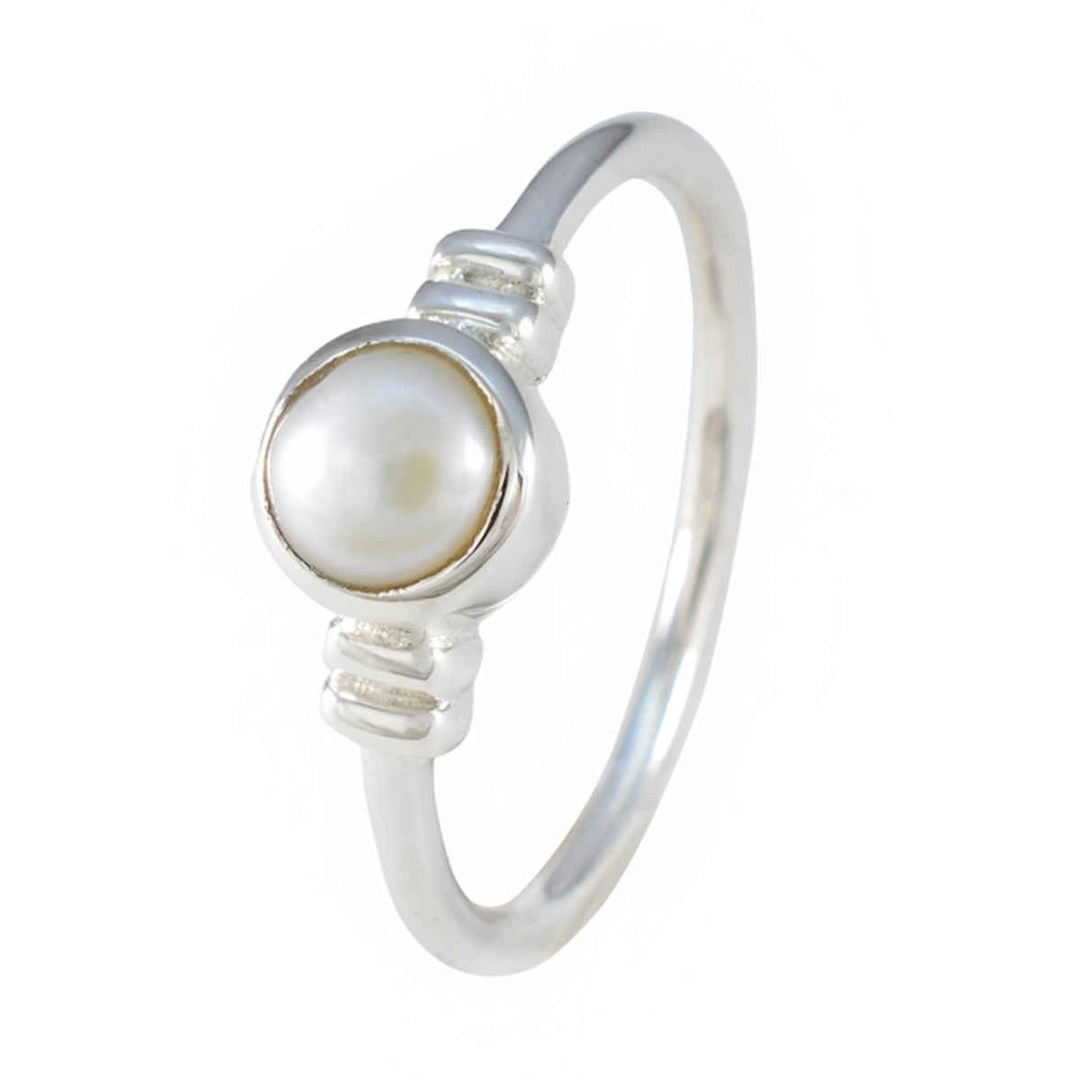 Pearl Solitaire American Sterling Silver White Gemstone Dainty Sophisticated Ring Jewelry