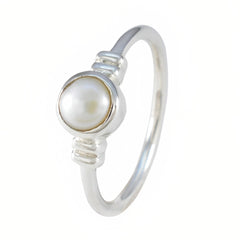 Pearl Solitaire American Sterling Silver White Gemstone Dainty Sophisticated Ring Jewelry