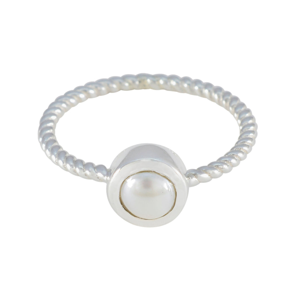 Pearl Solitaire Turkish 925 Silver White Gems Delicate Glamorous Ring Jewellery
