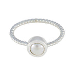 Pearl Solitaire Turkish 925 Silver White Gems Delicate Glamorous Ring Jewellery