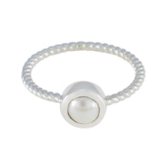 Pearl Solitaire Turkish 925 Silver White Gems Delicate Glamorous Ring Jewellery