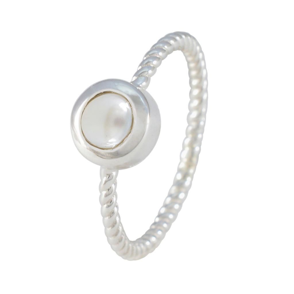 Pearl Solitaire Turkish 925 Silver White Gems Delicate Glamorous Ring Jewellery