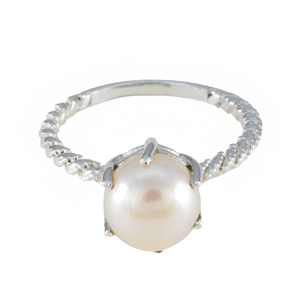 Pearl Solitaire German 92.5 Silver White Gemstones Featherlight Twist Ring Jewelry Главное изображение товара