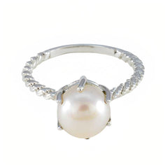 Pearl Solitaire German 92.5 Silver White Gemstones Featherlight Twist Ring Jewelry