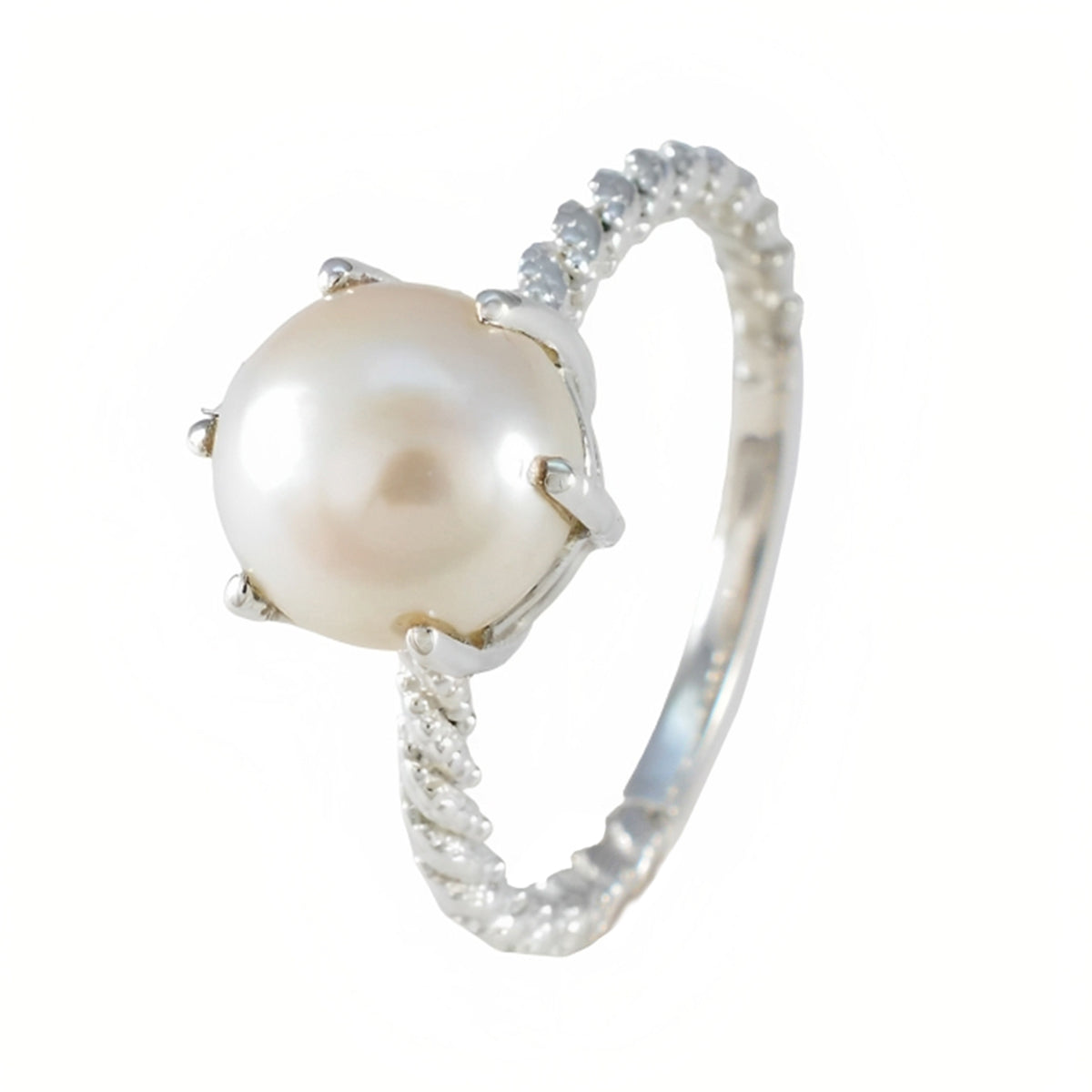 Pearl Solitaire German 92.5 Silver White Gemstones Featherlight Twist Ring Jewelry Второстепенное изображение товара