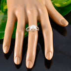 Pearl Solitaire Russian 925 Sterling Silver White Gemstones Featherlight Contemporary Ring Jewellery