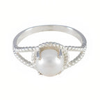 Pearl Solitaire Russian 925 Sterling Silver White Gemstones Featherlight Contemporary Ring Jewellery