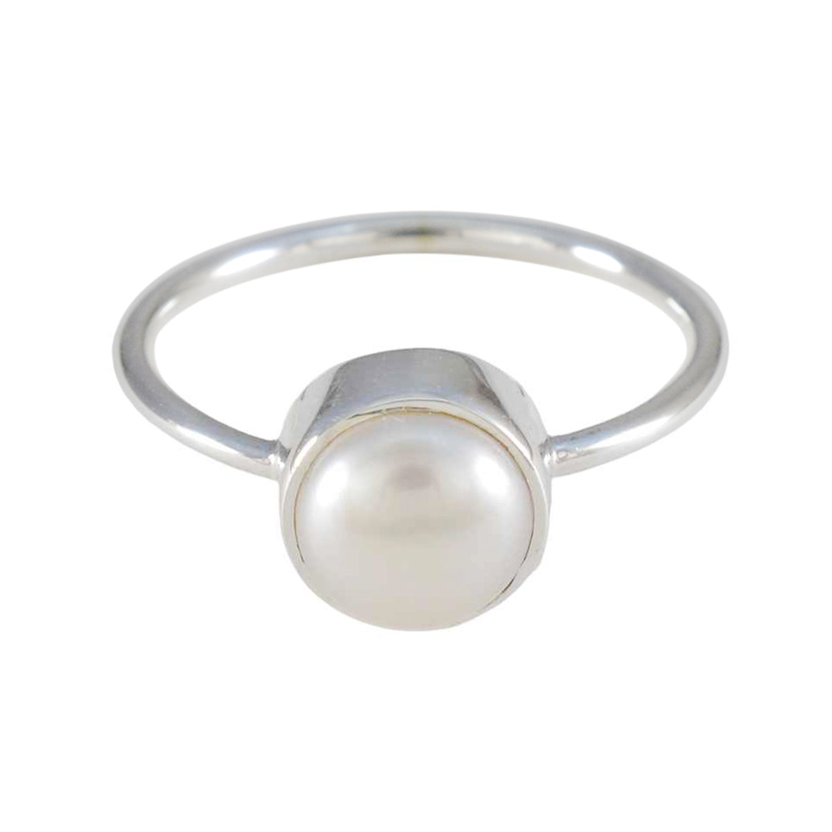 Pearl Solitaire Korean Silver White Gems Dainty Abstract Ring Jewelry Hoofdafbeelding