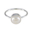 Pearl Solitaire Korean Silver White Gems Dainty Abstract Ring Jewelry