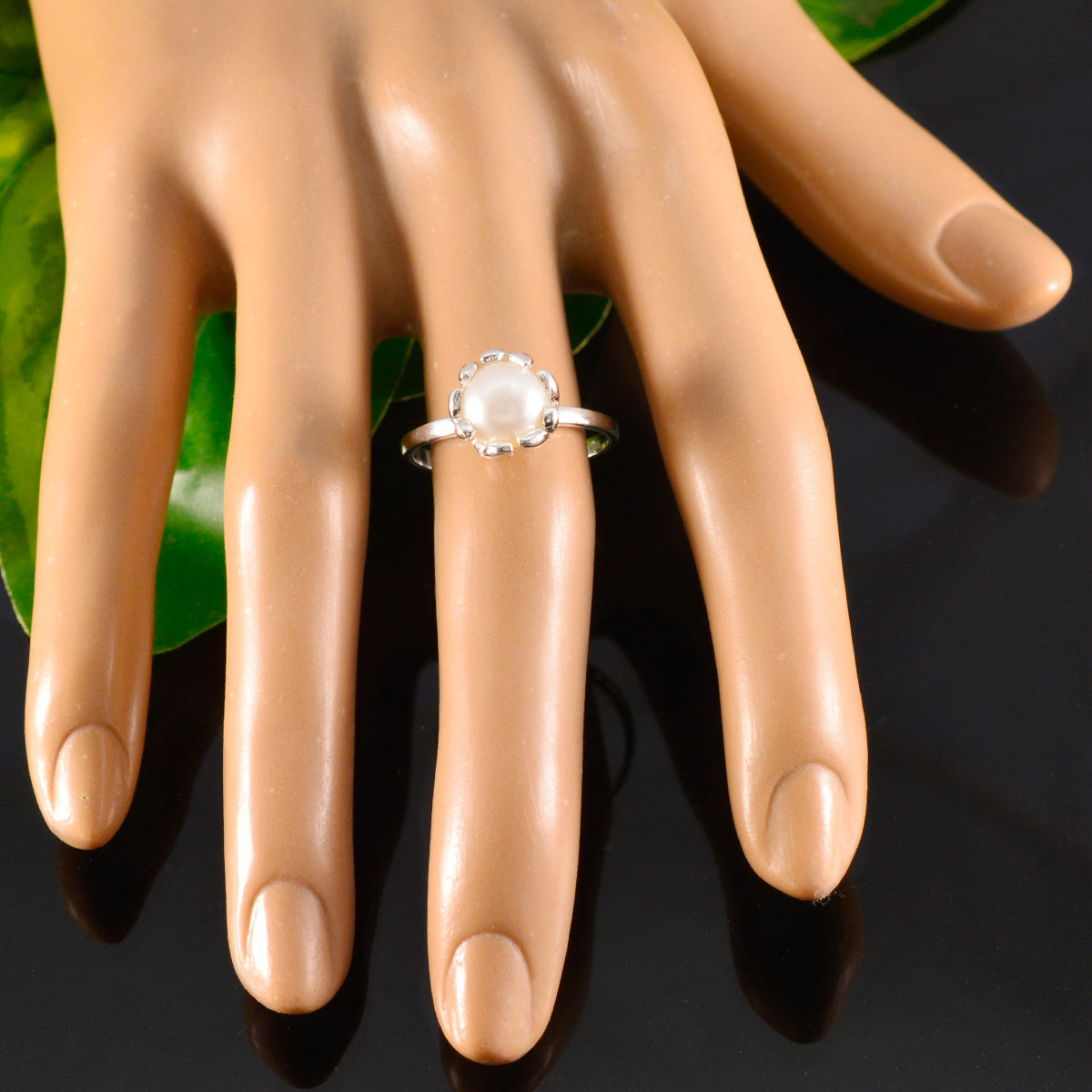 Pearl Solitaire American Sterling Silver White Gemstones Whisper thin Romantic Ring Jewellery