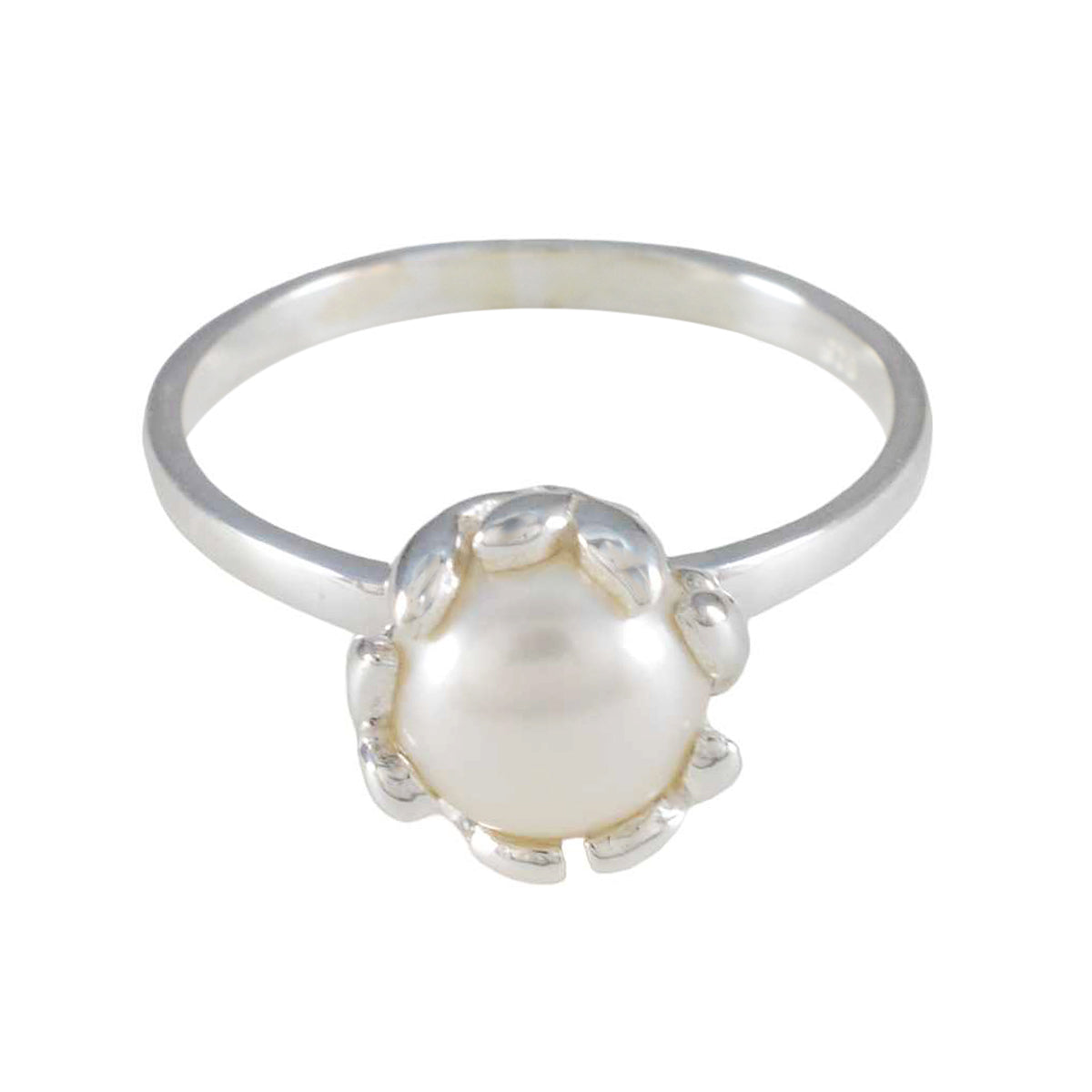 Pearl Solitaire American Sterling Silver White Gemstones Whisper thin Romantic Ring Jewellery Hoofdafbeelding