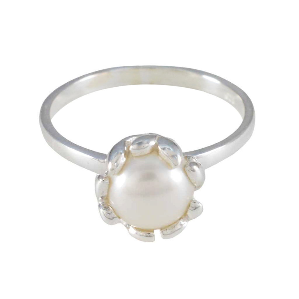 Pearl Solitaire American Sterling Silver White Gemstones Whisper thin Romantic Ring Jewellery