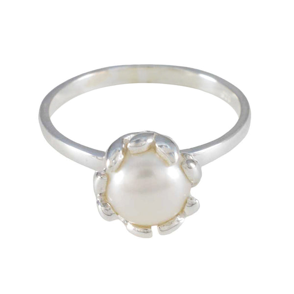 Pearl Solitaire American Sterling Silver White Gemstones Whisper thin Romantic Ring Jewellery