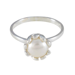 Pearl Solitaire American Sterling Silver White Gemstones Whisper thin Romantic Ring Jewellery