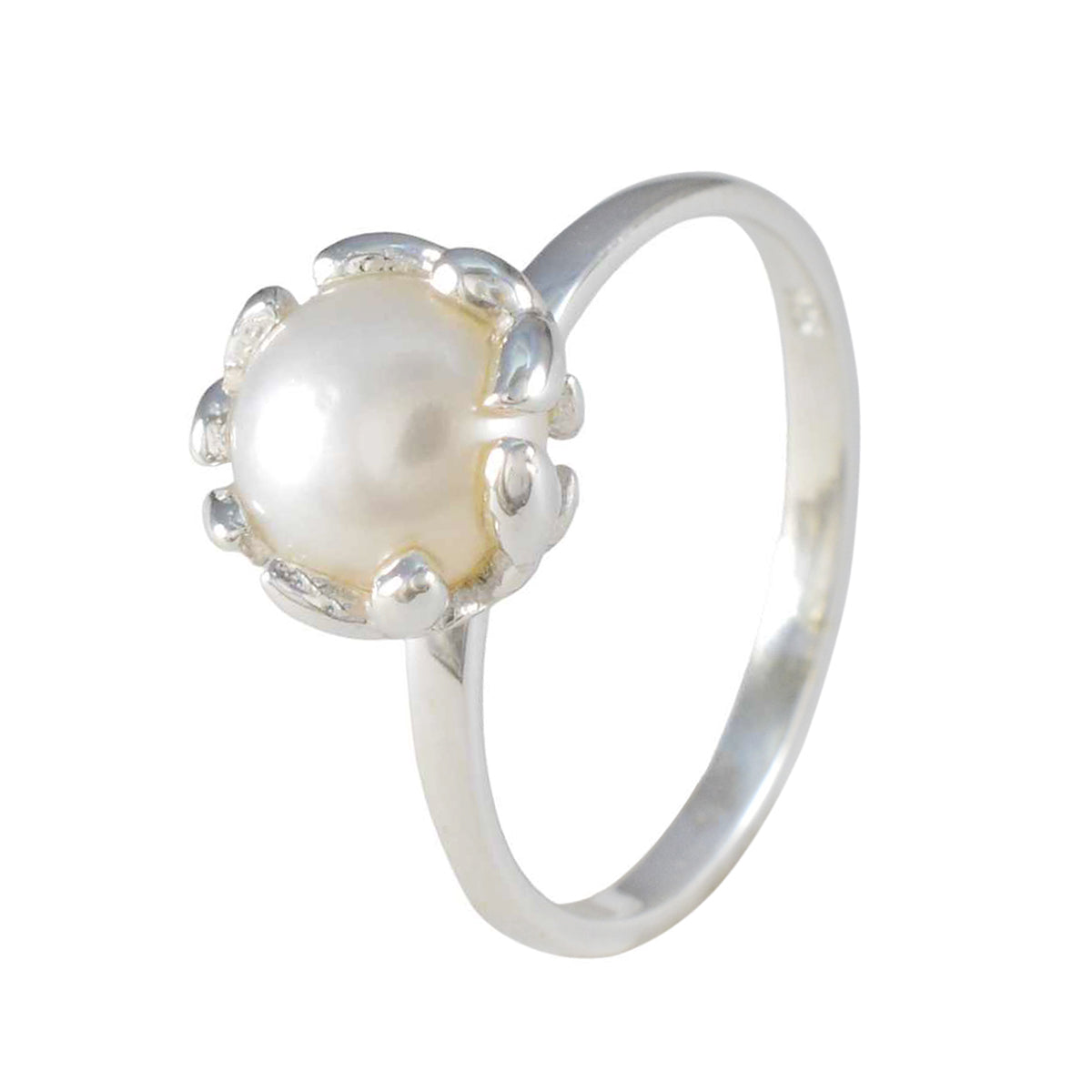 Pearl Solitaire American Sterling Silver White Gemstones Whisper thin Romantic Ring Jewellery