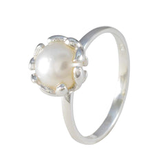Pearl Solitaire American Sterling Silver White Gemstones Whisper thin Romantic Ring Jewellery