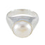 Pearl Solitaire French Silver White Gems Versatile Luxurious Ring Jewellery