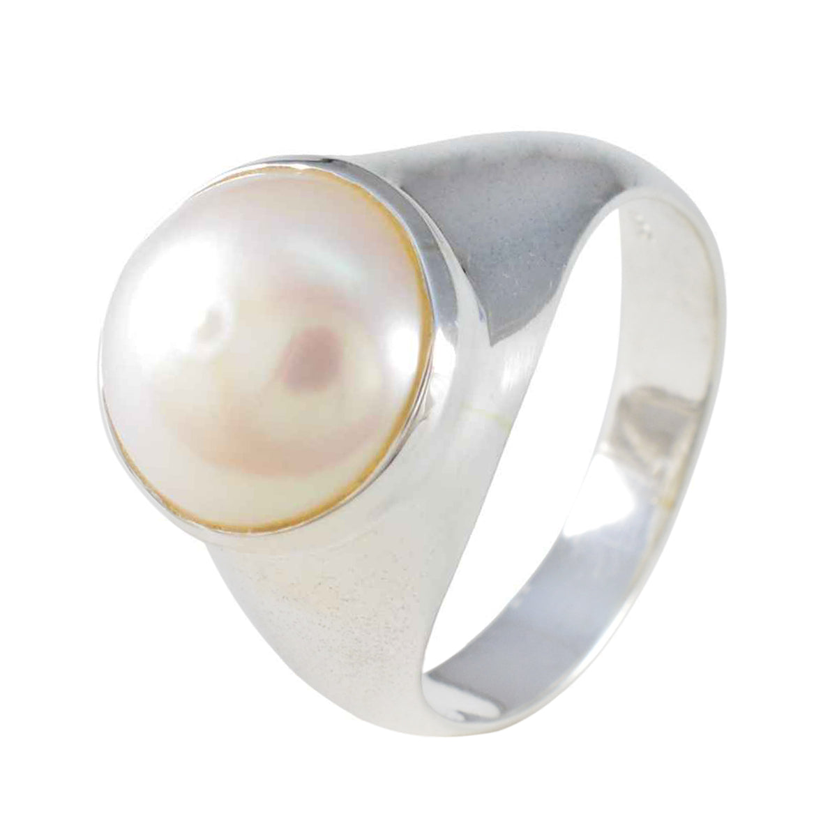 Pearl Solitaire French Silver White Gems Versatile Luxurious Ring Jewellery