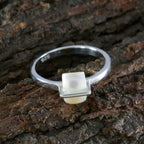 Pearl Solitaire Japanese Sterling Silver White Gems Dainty Boho Ring Jewelry