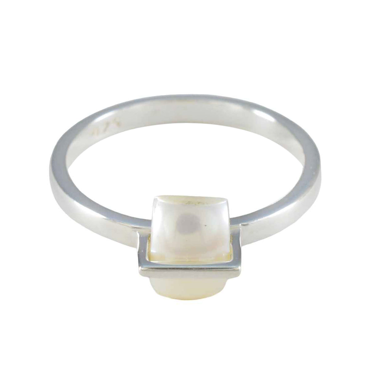 Pearl Solitaire Japanese Sterling Silver White Gems Dainty Boho Ring Jewelry メイン画像