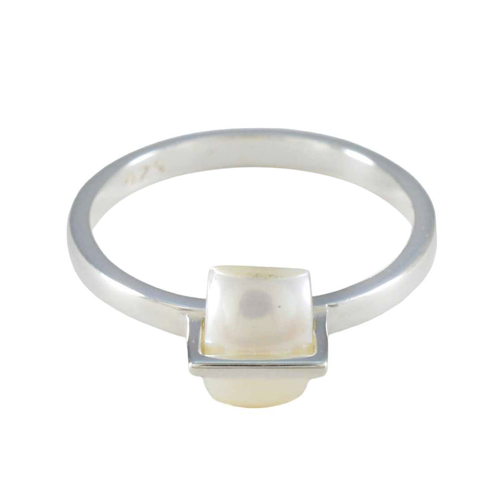 Pearl Solitaire Japanese Sterling Silver White Gems Dainty Boho Ring Jewelry