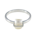 Pearl Solitaire Japanese Sterling Silver White Gems Dainty Boho Ring Jewelry